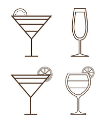 Silhouette set of cocktails. Alcohol design. Vector graphic