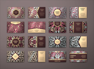 Vector vintage business cards big set..