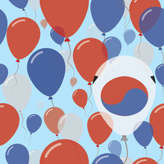 Korea, Republic of National Day Flat Seamless Pattern. Flying Celebration Balloons in Colors of South Korean Flag. Happy Independence Day Background with Flags and Balloons.
