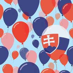 Slovakia National Day Flat Seamless Pattern. Flying Celebration Balloons in Colors of Slovak Flag. Happy Independence Day Background with Flags and Balloons.