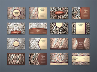 Vector vintage business cards big set..