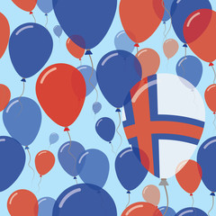 Faroe Islands National Day Flat Seamless Pattern. Flying Celebration Balloons in Colors of Faroese Flag. Happy Independence Day Background with Flags and Balloons.