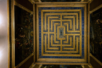 Ceiling of a room in the Mantua's Ducal Palace in Mantua, Italy