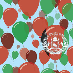 Afghanistan National Day Flat Seamless Pattern. Flying Celebration Balloons in Colors of Afghan Flag. Happy Independence Day Background with Flags and Balloons.