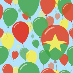 Burkina Faso National Day Flat Seamless Pattern. Flying Celebration Balloons in Colors of Burkinabe Flag. Happy Independence Day Background with Flags and Balloons.