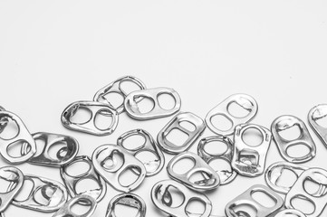 ring pull aluminum of cans, white background