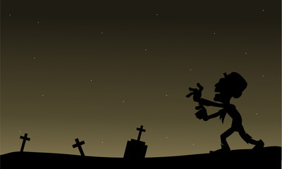 Scary zombie Halloween silhouette