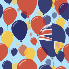 Turks and Caicos Islands National Day Flat Seamless Pattern. Flying Celebration Balloons in Colors of Turks and Caicos Islander Flag. Happy Independence Day Background with Flags and Balloons.