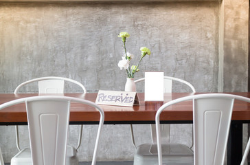 Mock up frame on table in bar restaurant cafe