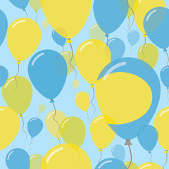 Palau National Day Flat Seamless Pattern. Flying Celebration Balloons in Colors of Palauan Flag. Happy Independence Day Background with Flags and Balloons.