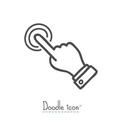 touch operation. Hand Drawn Doodle Icon.