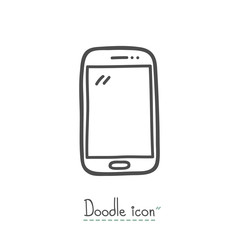 Smart Phone. Hand Drawn Doodle Icon.
