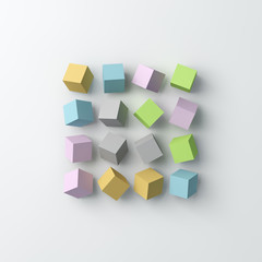 Fototapeta na wymiar Polygon cube background. Flat lay, top view. 3D image