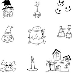 Halloween doodle element vector