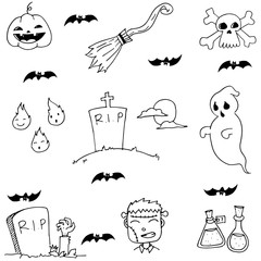 Ghost and zombie doodle halloween