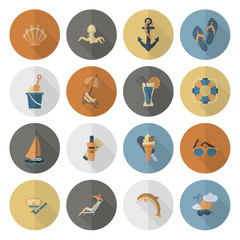 Summer and Beach Simple Flat Icons