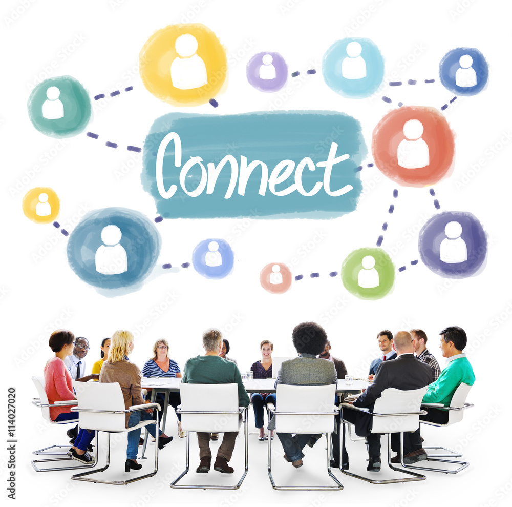 Aufkleber connect connection connected network access concept