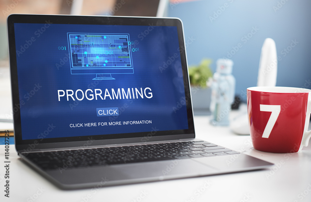 Poster programming data development device digital concept