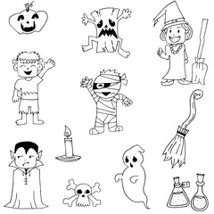 Halloween Doodle set zombie