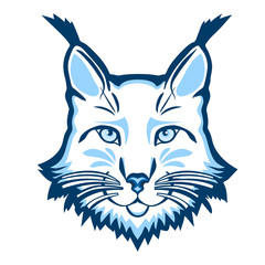 Naklejka premium Lynx mascot logo. Head of lynx isolated vector illustration