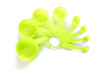 Nested measuring cups on white background