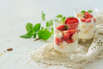 Traditional eton mess with strawberry