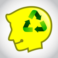 Silhouette of Human Head With Recycle Symbol