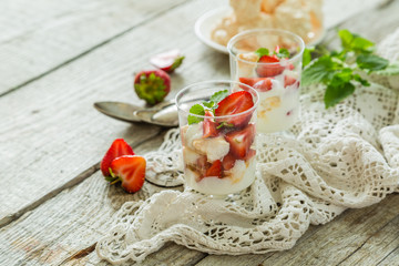 Traditional eton mess with strawberry