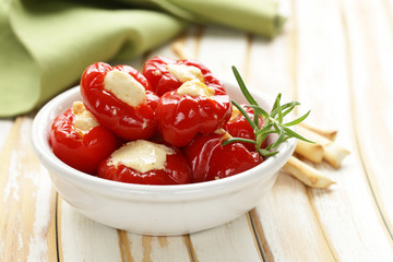 appetizer antipasti sweet peppers stuffed with soft cheese