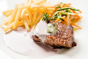 steak with french fries