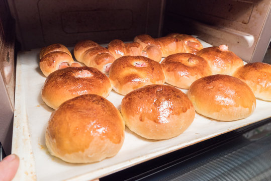 homemade sweet buns (bean-jam bun)