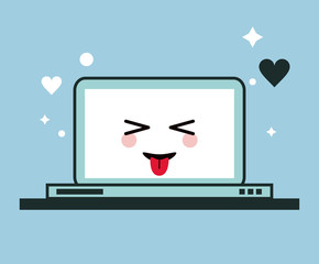 Kawaii icon. Laptop Cartoon design. Vector graphic
