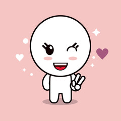 Kawaii icon. Circle Cartoon design. Vector graphic