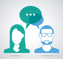 Bubble with couple of person icon. Communication design. vector 