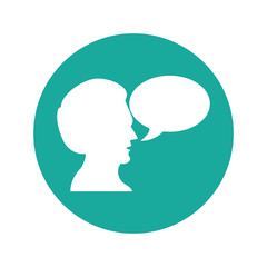 Bubble with male person icon. Communication design. vector graph