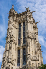 Fototapeta na wymiar Saint-Jacques Tower (Tour Saint-Jacques), Rivoli street, Paris.