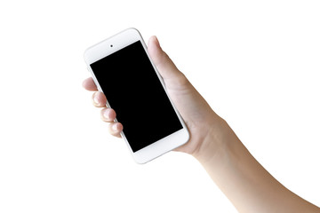 Selfie with mobile smart phone Isolated on white background