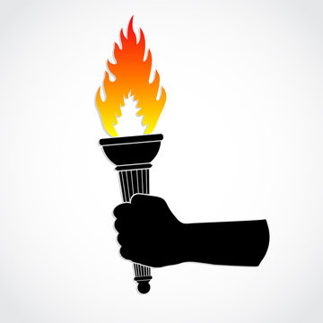 colof fite torch holding in silhouette hand
