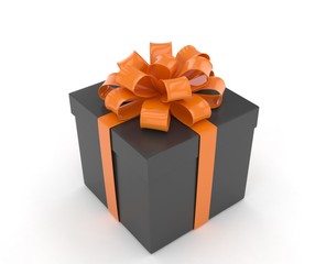 gift box with bows isolated on white. 3d rendering.