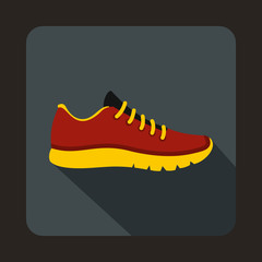 Red sneakers icon, flat style