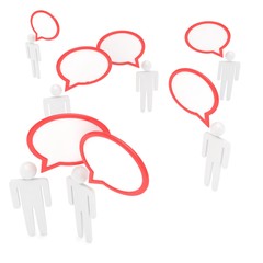 people with talk bubbles isolated over a white background. 3d rendering.