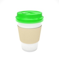 Coffee to go on white. 3d rendering.