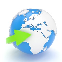 Fototapeta premium Arrow and Earth globe. 3d render