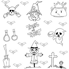 Hand draw element Halloween in doodle