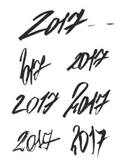 Beautiful inscription 2017 year. Set of several beautiful strokes with 2017. Happy New Year 2017.