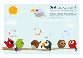 birds on branches background , vector, illustration