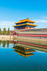 Corner Tower in Imperial Palace in Beijing, China
