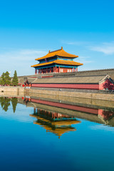 Corner Tower in Imperial Palace in Beijing, China