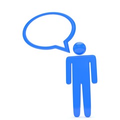 3d man with talk bubbles isolated over a white background. 3d rendering.