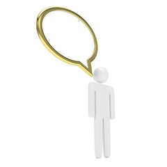 3d man with talk bubbles isolated over a white background. 3d rendering.